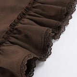 Purpdrank  Sexy Slim Lace Trim Dress Sets Sweet Solid 2 Piece Sets Halter Tops Mid-Waisted Mini Skirts Women Summer Fashion Ladies
