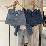 Purpdrank  Vintage High Waist Bow Denim Women's Skirts 2025 New Summer Single Button Casual Loose A-line Jeans Short Skirts Female