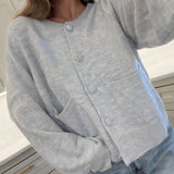 Purpdrank  Women Autumn Knit Cardigans with Pockets Casual Button Up O Neck Long Sleeve Knitwear Vintage Loose Fit Sweater Coats Winter