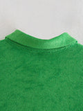 Purpdrank  Women's Terry Cloth Dress Green T-Shirt Collar Loose Fit Casual Spring Summer Maxi Dress