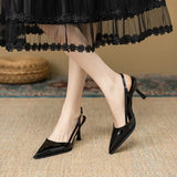 Purpdrank  High Heel Shoes Fashion Slip-on Women's  Pumps Summer Solid Office and Career Sexy Pointed Toe Heeled Sandals