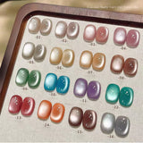 Purpdrank  10ML 1-16pcs New Style Loulan Ancient City Cat Eye Gel Nail Polish Black Chocolate Amber High-grade Glass Bead Nails