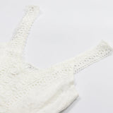 Purpdrank   Boho Midi Dress Women Sexy Backless Dress Summer Spaghetti Strap Fashion White Lace Patchwork Casual Beach Sleeveless Dresses
