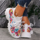 Purpdrank  Floral Print Women's Knitted Sneakers Summer 2025 New Breathable Air Mesh Casual Shoes Woman Light Weight Walking Sports Flats