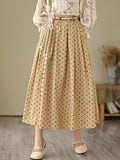 Purpdrank - High Waist Casual Skirt Women New Arrival 2023 Summer Korean Style Vintage Polka Dot Loose Ladies Elegant Long Skirts B2890