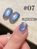 Purpdrank  12ML 10-Color Blue Series Blue Eyes Star Sea Cat Eye Gel Nail Polish New Summer Flash Lamp Cat Eye Nail Polish Nail Art