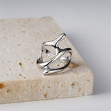 Purpdrank - Punk Geometric Irregular Liquid Lava Waterdrop Shaped Open Rings For Women Vintage Silver Color Metal Rings Personality Jewelry
