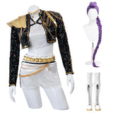 Purpdrank  Rumi Cosplay Costume Wig Shoes Black Coat Singing Suit Song-Promotion Costume Women Halloween Party Role Playing Outfit