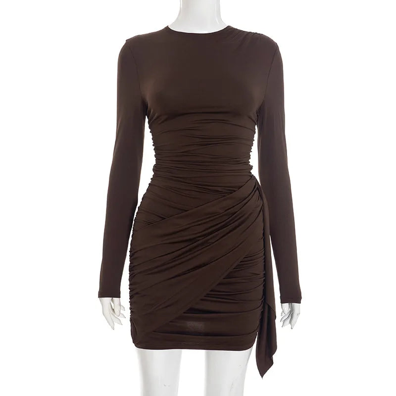 Purpdrank - Elegant V Neck Ruffles Strap Sexy Bodycon Dress For Women   purpdrank-shop