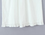 Purpdrank  Sweet White Spliced Lace open Buttons Peter Pan Collar Mini Sleeveless Dress Women Wood ears Hem Loose Straight Short Vestidos