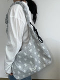 Purpdrank  Korean Style Crossbody Star Bag with Casual Drawstring Adjustable Pleats Single Shoulder Commuting Sail Bags for Women