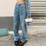 Purpdrank  Autumn Vintage Denim Women's Wide Leg Pants 2025 New High Waist Casual Loose Jeans Straight Full Length Trousers Female