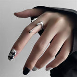 Purpdrank - Punk Geometric Irregular Liquid Lava Waterdrop Shaped Open Rings For Women Vintage Silver Color Metal Rings Personality Jewelry