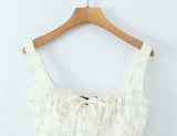 Purpdrank  Sexy Floral Print Lacing Up Bow Ruched Chest Camisole Women Wood ears Hem Corset Tank Tops Side Zipper Girl Sexy Slim Crop Top