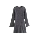 Purpdrank  Spring Autumn New Women's Ribbed Knitted Dress Long Sleeves Mini Dress A-Line O-Neck Streetwear Bodycon Black White Dresses