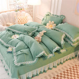 Purpdrank  Purple Bedding Sets Kawaii Seersucker Bed Sheet Pillowcase Fashion Girl Princess Duvet Cover Set 4 Pieces Cute Home Decoration