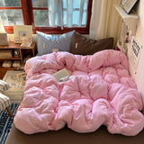 Purpdrank   New Water-washed Full-process Printing and Dyeing Solid Color Mixed Matched Duvet Cover Set Spring Summer Skin Quilt Cover
