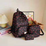 Purpdrank  3Pcs/Set Schoolbag High School Student Girl Bag Set Gentle Day Cute Floral Backpack Lazy Wind Floral Bow Backpack School Bags