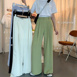 Purpdrank - Summer Long Suit Pants High Waist Solid Color Casual Pants Loose Wide Leg Pants Trousers