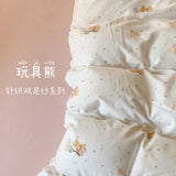 Purpdrank  Knitted Class A Bedding Set Floral Style Bed Linen Set Soft Double Yarn Four-Piece Set Quilt Cover Set Bed Sheets Gift for Home