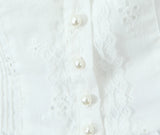 Purpdrank  White Spliced Wood ears Ruffles Embroidery Hollow Out Hole Sexy Corset Women Summer Tank Tops Slim Through Buttons Crop Top