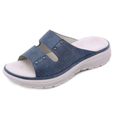 Purpdrank  Genuine Leather Sandals For Women Simple Rivets And Sporty Style Large-Size Slippers Women Light And Comfortable Outside Wear
