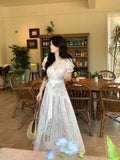Purpdrank  Elegant French Style Summer Women Dress Design Embroidery Luxury Princess Party Dress Fashion Female Hollow Out Fairy Chic Dress