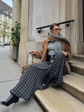 Purpdrank  High Waist Plaid Lantern Pants Women Street Loose with Elasticated Cuffed Ankles All-match Trousers Early Spring Lady Partywear
