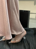 Purpdrank  Summer Women's Shoes Branded Pumps Transparent Stiletto High Heels Pointed Toe 2025 Sweet Sandals Ladies Fashion Bridal Crystal