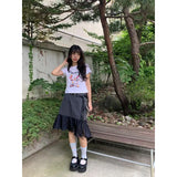 Purpdrank  Elegant Belt Black Mini Skirt Women Fashion White Mesh Patchwork Pleated Skirts Summer Harajuku Korean A Line Faldas New