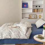Purpdrank  Cotton four-piece set of aerobic double yarn cotton skin-friendly quilt cover small floral bed linen bed cover set