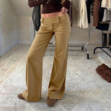 Purpdrank  Safari Style Casual Basic Solid Cargo Jeans Slim Low-Waisted Straight Pants Women Autumn Winter Fashion Streetwear Ladies