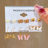 Purpdrank - Gold Color Pearl Hoop Earrings Set Metal Dangle Earrings Vintage Circle Geometric Twist for Women Girls Trendy Jewelry Gifts