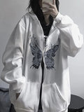 Purpdrank  Women's Hoodies Autumn Winter Fashion Comfortable Sporty 2025 Butterfly Printing Long Sleeve Hooded Daily Hoodies