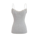 Purpdrank  5 Colors 2025 Sexy Spliced Lace V neck Slim fit Rib Knitting Camis Crop Top Comfortable Camisetas Tank Vest Skinny Short Tee