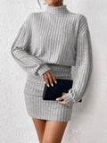 Purpdrank  Autumn Dresses 2025 Women's K-Fashion Solid Color Long Sleeve Turtleneck Wrap Mini Daily Basic Dresses