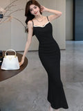 Purpdrank Sexy Spaghetti Strap Womens Dresses French Style Sleeveless Bodycon Evening Party Midi Dress Summer Slim Chic Vestidos Mujer New