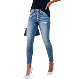 Purpdrank  Ribbed Broken Jeans Calf Pants Fashion Pencil Pants Hand-worn Casual Street Hipster