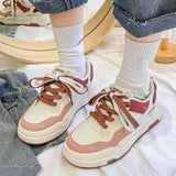 Purpdrank  Trendy Casual Single Shoes Autumn New Item Thick Sole Color Blocked Simple Daily Versatile Women's Vulcanized Shoes Daily