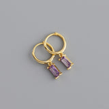 Purpdrank - 2PC Stainless Steel Little Huggies Hoop Earrings For Women Tiny Crystal Zirconia Pendant Cartilage Earrings Piercing Jewelry