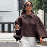 Purpdrank  ﻿ Women's Autumn New Casual Lapel Short Shirt Coat Street Loose Long Sleeved Single Breasted Jacket 2025 Lady Chic Outerwears  ﻿