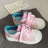 Purpdrank  Korean Chic Retro Shell Head White Shoes Women's New Versatile Laced Casual Sports Board Shoes De Xin Shoes Cross Buckle