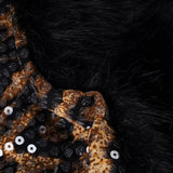 Purpdrank  Sequins Leopard 2 Piece Set for Women Fashion Furry Strapless Sleeveless Crop Tube Top and Mini Pencil Skirt Matching Suit