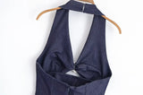 Purpdrank  Denim Dress Summer 2025 New Fashion Slim V-neck Hanging Neck Elegant Long Dress Women Street Holiday Chic Youth Party Dress