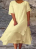 Purpdrank  Spring Summer Fashion White Long Women's Irregular Dress V-neck Half Sleeve Leisure Vacation Beach Dresses for Women Robe Femme