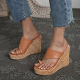 Purpdrank  Summer New Large Size Women's Shoes Fashion Wear Slippers Thick Soled Slope Heel Muffin Sandals Women Wedge Heel Flip Flops