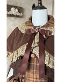 Purpdrank  Winter Christmas New Year Vintage Lolita Dress Sets Womens Bow Design Cloak + Elegant Warm Sweater +Chic Dress Korean Style