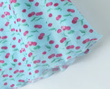 Purpdrank  Sexy Mesh Blue Fruit Print Elastic Strap Short Sleeve Dress Bow Square Collar Mini Tank Dresses Slim Fit Woman Robe