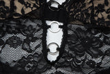 Purpdrank  Black Lace Mesh Maxi Dress for Women Sexy Metal Circle Cut Out Deep V Neck Sleeveless Criss Cross Back Bodycon Party Dress