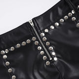 Purpdrank  Sexy Rivet Pu Leather Shorts Locomotive Style Slim Low-Waisted Shorts Women Summer Fashion Punk Style Streettwear Ladies